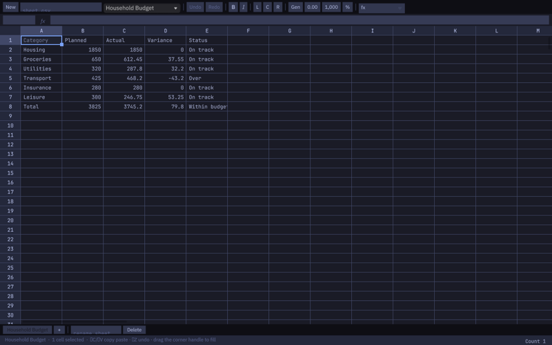 Sheets demo preview